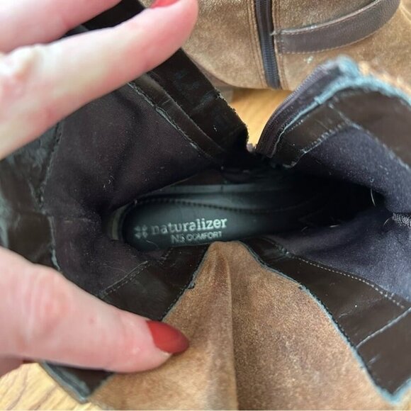 Naturalizer Comfort Brown Leather Buckle Mid Calf Zip Up Boots Women’s Size 8 - Picture 9 of 9